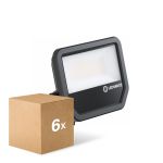 Multipack 6x Ledvance Led-Scheinwerfer Aluminium Schwarz 41W 5500lm 100D - 830 Warmweiß | IP66 - Symmetrisch