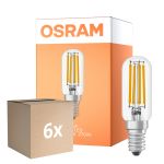 Multipack 6x Osram LED Special E14 Tubular Glühbirne T26 Fadenlampe Klar 4.8W 470lm - 827 Extra Warmweiß | Dimmbar - Ersatz Für 40W