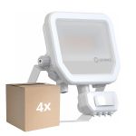 Multipack 4x Ledvance Led-Scheinwerfer Aluminium Weiß 17W 2200lm 100D - 830 Warmweiß | IP65 - Bewegungs- Und Lichtsensor - Symmetrisch