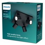Philips Runner LED-Spot Metall Schwarz | Geeignet für 4x GU10