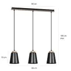Emibig Pendelleuchte Bolero Stahl Schwarz | Geeignet für 3x E27 - Max 15W