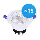 Multipack 15x Bright Choice LED Downlight Rund Schwenkbar 12W 960lm 60D - 930 Warmweiß | 110mm - Ausschnitt 90mm - UGR 