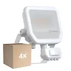 Multipack 4x Ledvance Led-Scheinwerfer Aluminium Weiß 17W 2400lm 100D - 840 Kaltweiß | IP65 - Bewegungs- Und Lichtsensor - Symmetrisch